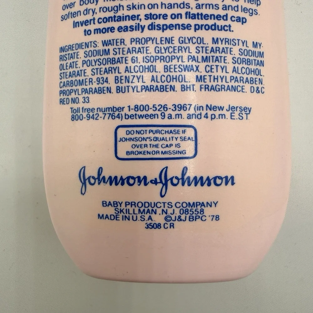 Johnson's Baby Lotion Pink 4oz Sealed‎ Vintage Made In USA